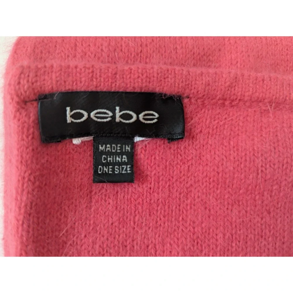 BEBE Scarf Pink White I Love 70% Angora Rabbit Hair 6.5x 72